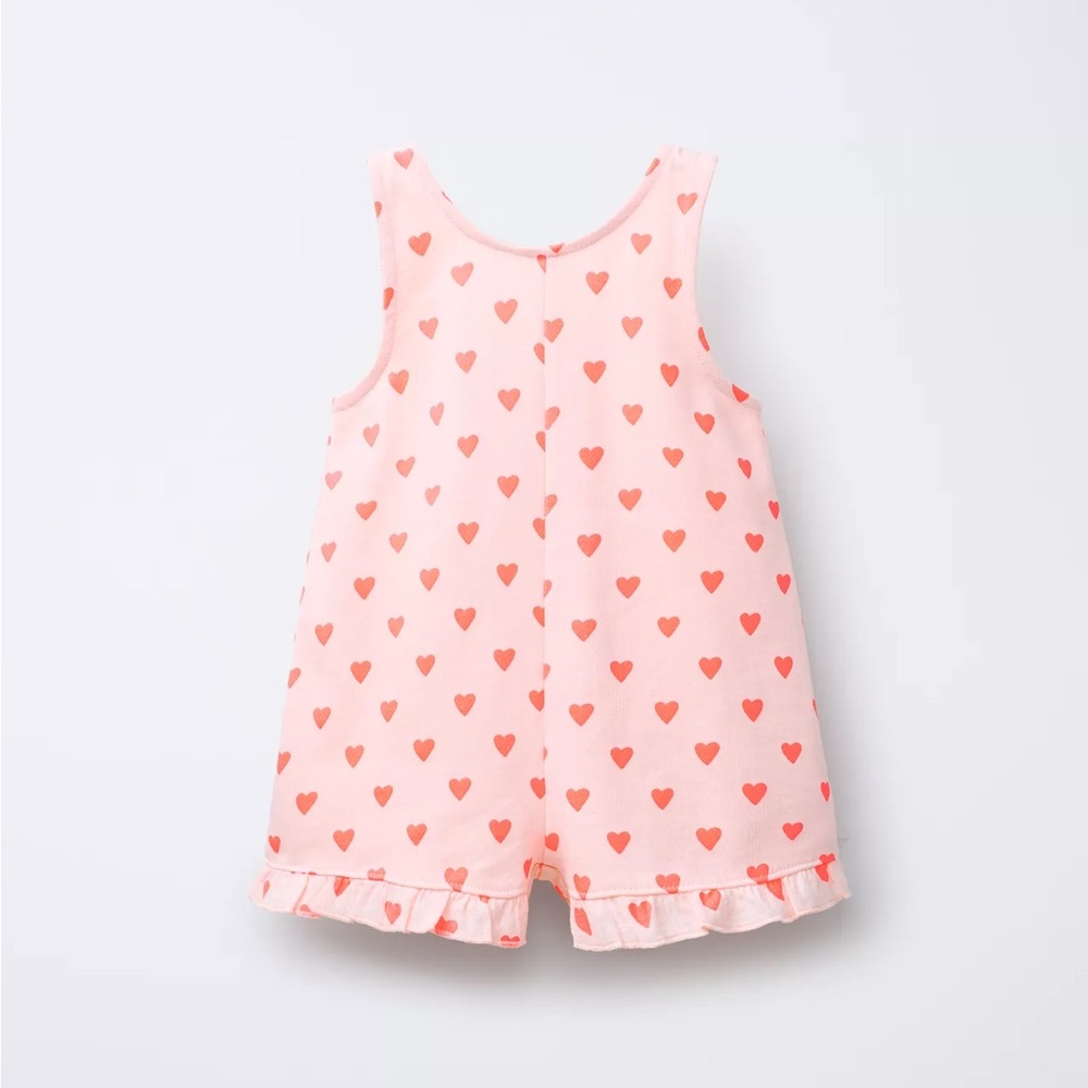 Zara Pink Romper with Coral Heart Accents